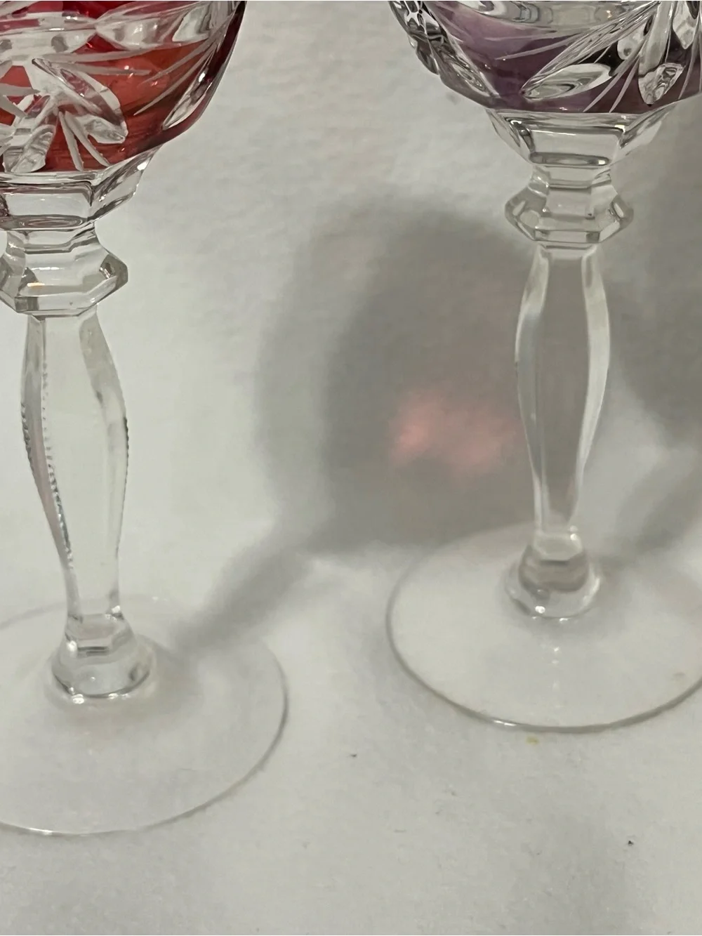 Bohemian Cut to Clear Vintage Crystal Cordial Glasses